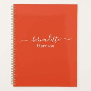 Elegant Script Custom Name Orange Planner