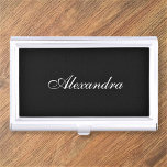 Elegant Script Custom Name Personalised Business Card Holder<br><div class="desc">Add a name, and easily create your elegant business card case. Click CUSTOMIZE FURTHER to change the background colour or text colour. You can TRANSFER this DESIGN on other Zazzle products and adjust it to fit most of the Zazzle items. Standard Studio designs are made in high-resolution vector graphics for...</div>