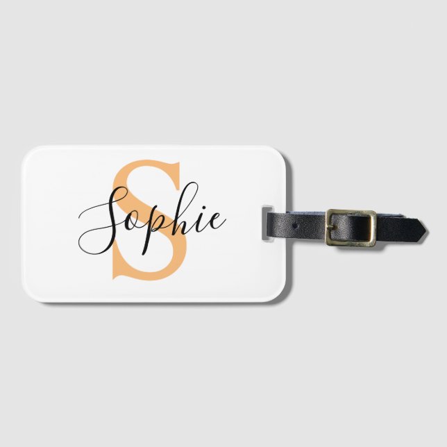 Elegant Script Custom Name Personalised Gift Luggage Tag (Front Horizontal)