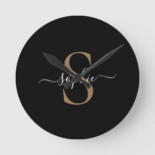 Elegant Script Custom Name Personalised Gift Round Clock