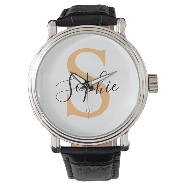 Elegant Script Custom Name Personalized Gift Watch (Front)