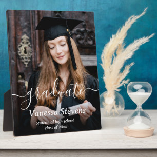 Elegant Script Custom Photo Graduation  Plaque