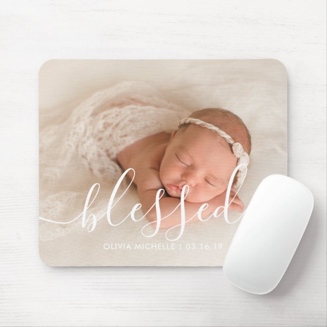 Elegant Script Custom Photo Mouse Mat (With Mouse)