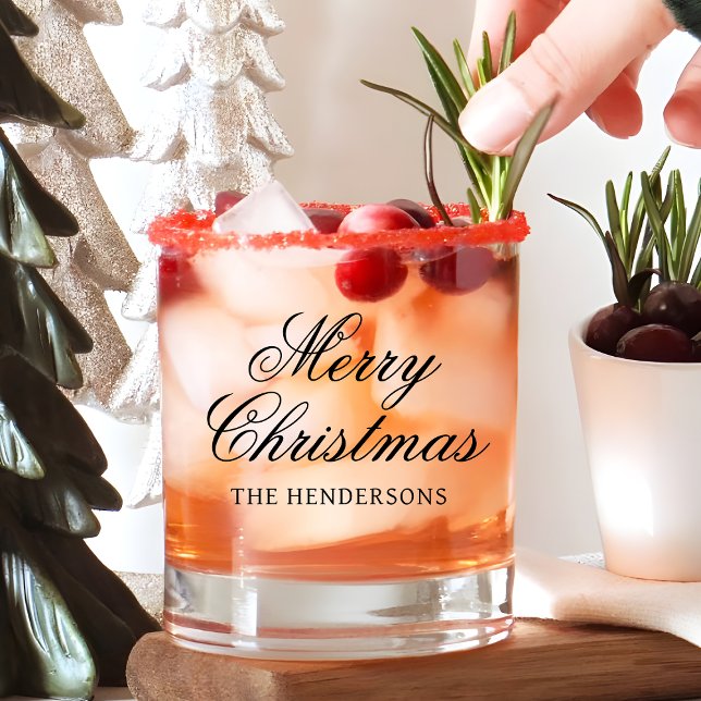 Elegant Script Custom Text Christmas Cocktail Whiskey Glass (Elegant Script Custom Text Christmas Cocktail Whiskey Glass
)