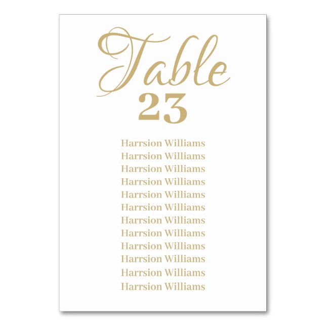 Elegant script custom text Wedding Table Number (Front)