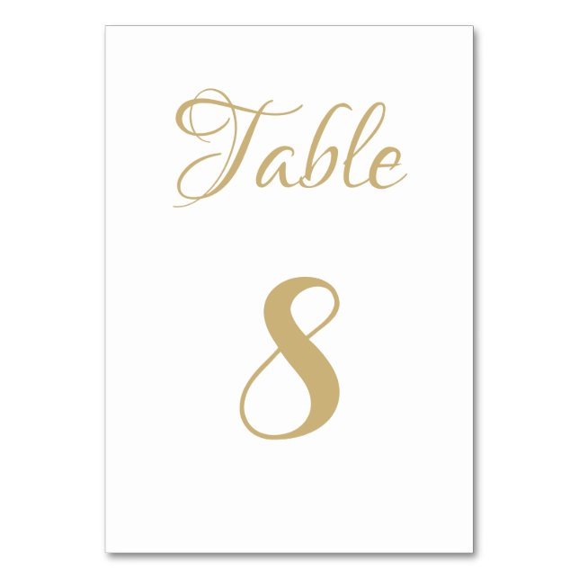 Elegant script custom text Wedding Table Number (Front)