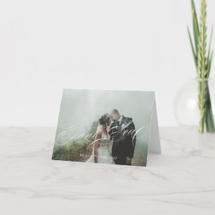 Elegant Script Customised Photo Wedding Thank You Card
