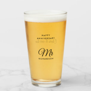 Elegant Script Customizable Surname Mr Anniversary Glass