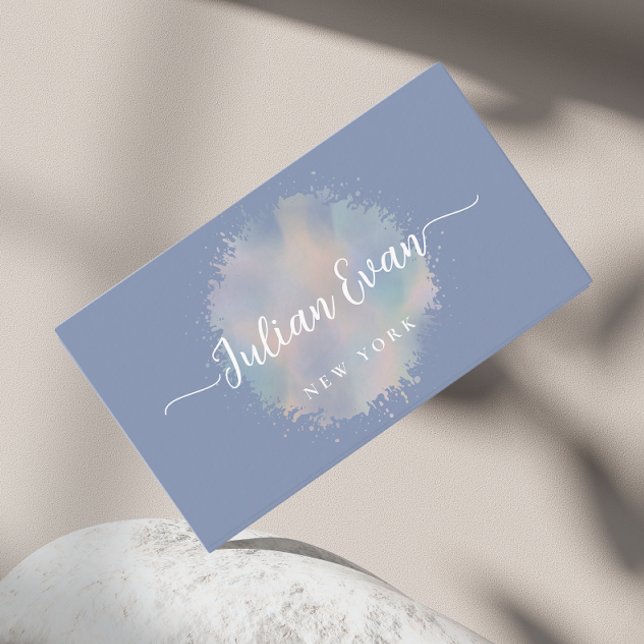 Elegant Script Dandelion Blue Healthcare Business Card (Creator Uploaded)
