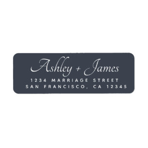 Elegant Script Dark Blue Wedding Return Address
