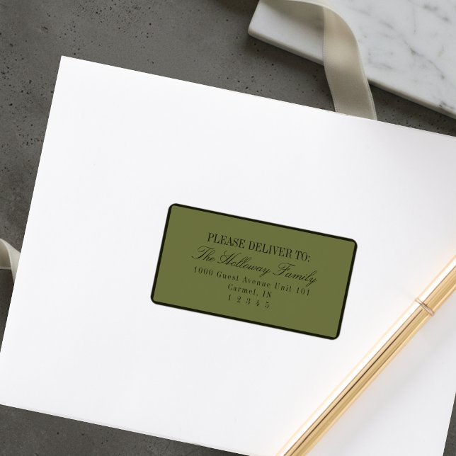 Elegant Script Dark Green Formal Wedding Label (Elegant Script Dark Green Formal Wedding Label)