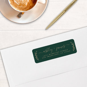 Elegant Script Dark Green Wedding Return Address
