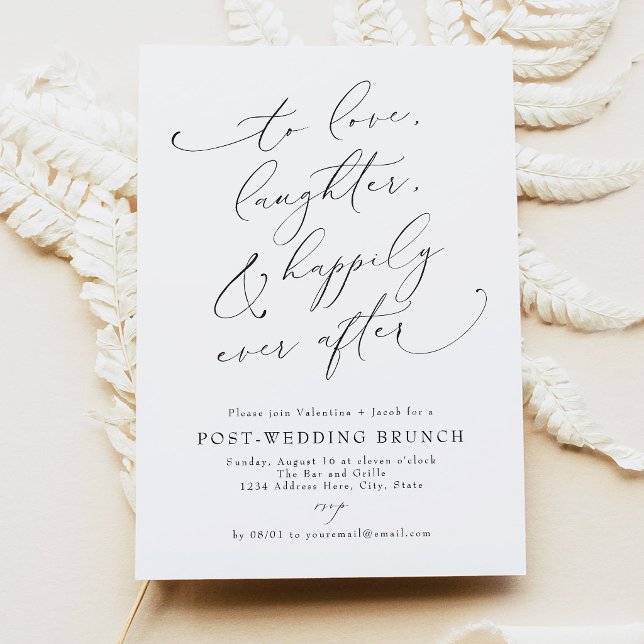 Elegant Script Day After Post Wedding Brunch Invitation (Love Laughter & Happy Ever After Day-After Post Wedding Brunch Invitation)