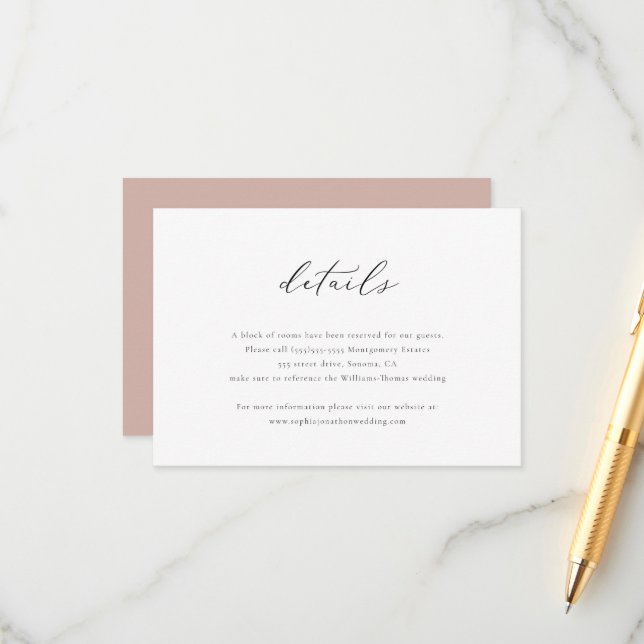 Elegant Script Details Enclosure Card (Front/Back In Situ)