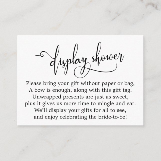 Elegant Script Display Bridal Shower Gift Card (Front)