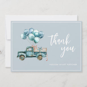 Elegant Script Dusty Blue Baby Boy Thank You Card