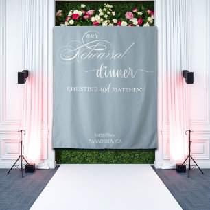 Elegant Script Dusty Blue Rehearsal Dinner  Tapestry