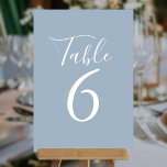 Elegant Script Dusty Blue Table Numbers<br><div class="desc">These elegant dusty blue table numbers can be personalised in chic white lettering. Designed by Thisisnotme©</div>