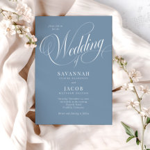 Elegant Script Dusty Blue Wedding