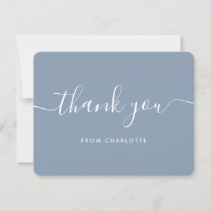 Elegant Script Dusty Blue Wedding Shower Birthday Thank You Card