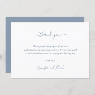 Elegant Script Dusty Blue Wedding Thank You Card