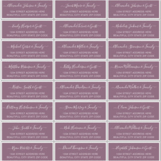 Elegant Script Dusty Mauve Wedding Guest Address