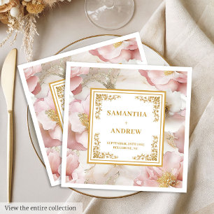 Elegant Script Dusty Pink Floral Fully Editable Napkin