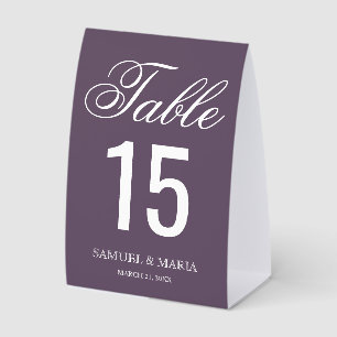 Elegant Script Dusty Purple Wedding Table Number