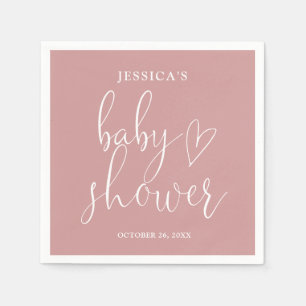 Elegant Script Dusty Rose Pink Baby Shower Napkin