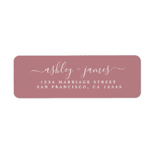 Elegant Script Dusty Rose Wedding Return Address