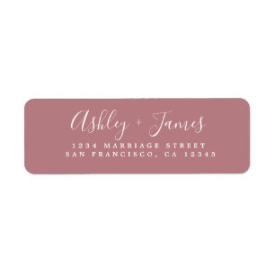 Elegant Script Dusty Rose Wedding Return Address