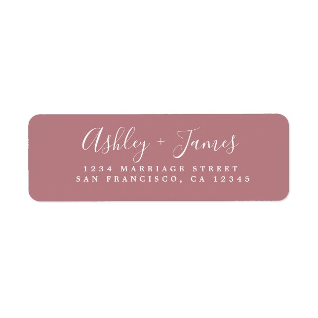 Elegant Script Dusty Rose Wedding Return Address (Front)