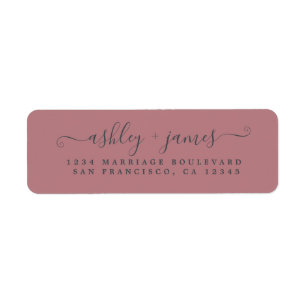 Elegant Script Dusty Rose Wedding Return Address