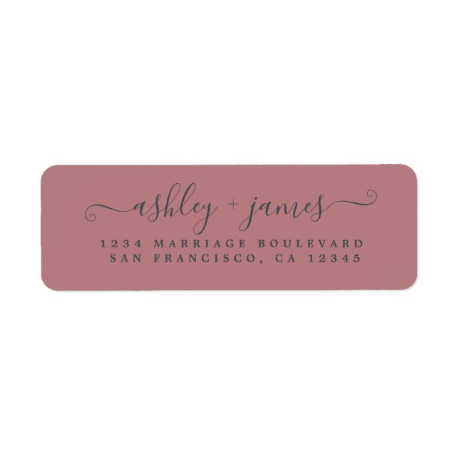 Elegant Script Dusty Rose Wedding Return Address (Front)