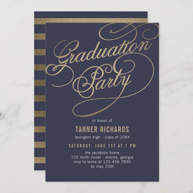 Elegant Script EDITABLE COLOR Graduation Invite (Front/Back)