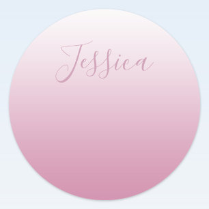 Elegant Script & Editable Pink (any colour) Ombre Classic Round Sticker