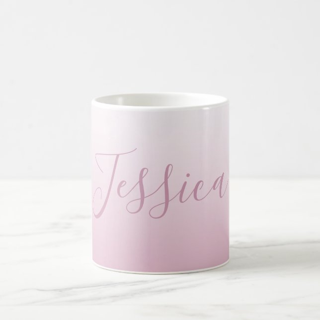 Elegant Script & Editable Pink (any colour) Ombre Coffee Mug (Center)