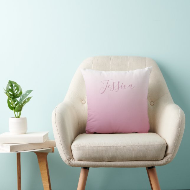 Elegant Script & Editable Pink (any colour) Ombre Cushion (Chair)