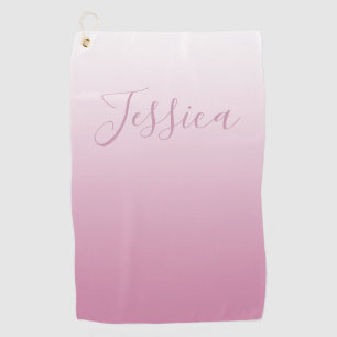 Elegant Script & Editable Pink (any colour) Ombre Golf Towel