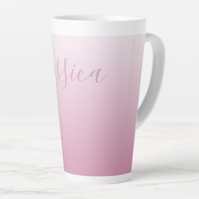 Elegant Script & Editable Pink (any colour) Ombre Latte Mug (Right Angle)