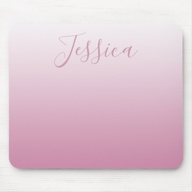 Elegant Script & Editable Pink (any colour) Ombre Mouse Mat (Front)
