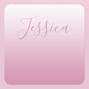 Elegant Script & Editable Pink (any colour) Ombre Square Sticker