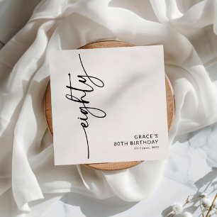 Elegant Script Eighty 80th Birthday Napkin