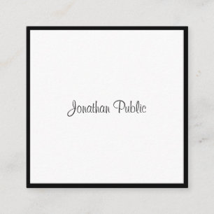 Elegant Script Elegant Black And White Cool Plain Square Business Card