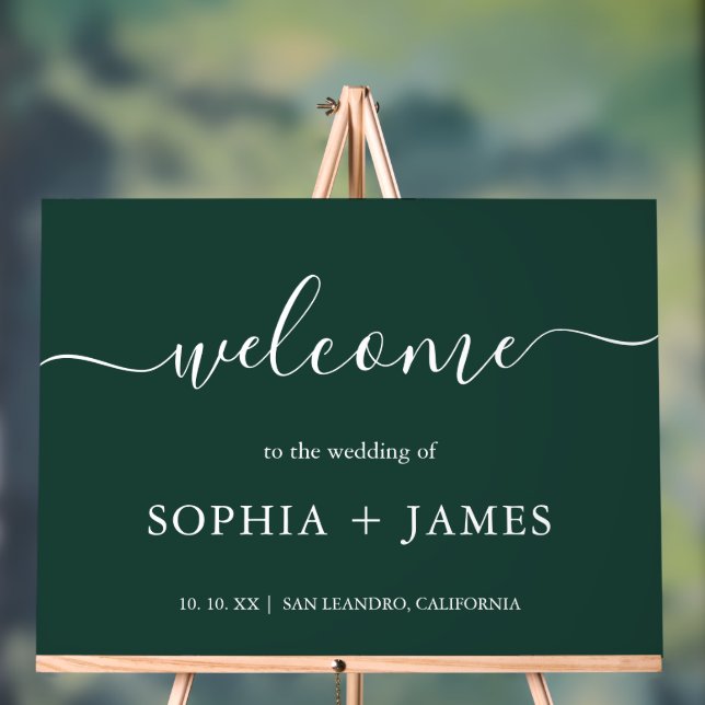Elegant Script Emerald Green Minimalist Wedding Acrylic Sign (Neutral)