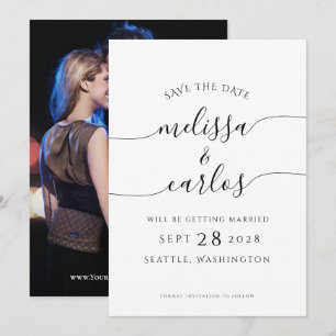 Elegant Script Engagement Photo Simple Save The Da Date