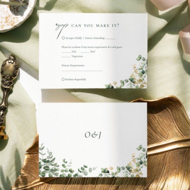 Elegant Script  Eucalyptus Foliage Wedding RSVP (Creator Uploaded)