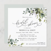 Elegant Script Eucalyptus Greenery Bridal Shower