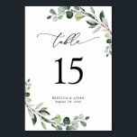 Elegant Script Eucalyptus Greenery Table Number<br><div class="desc">Designed to coordinate with our Boho Greenery wedding collection,  this customisable Menu Template features mixed watercolor greenery leaves paired with a classy serif in black. Matching items available.</div>