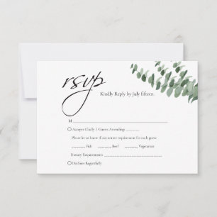 Elegant Script Eucalyptus QR Code Wedding rsvp Card